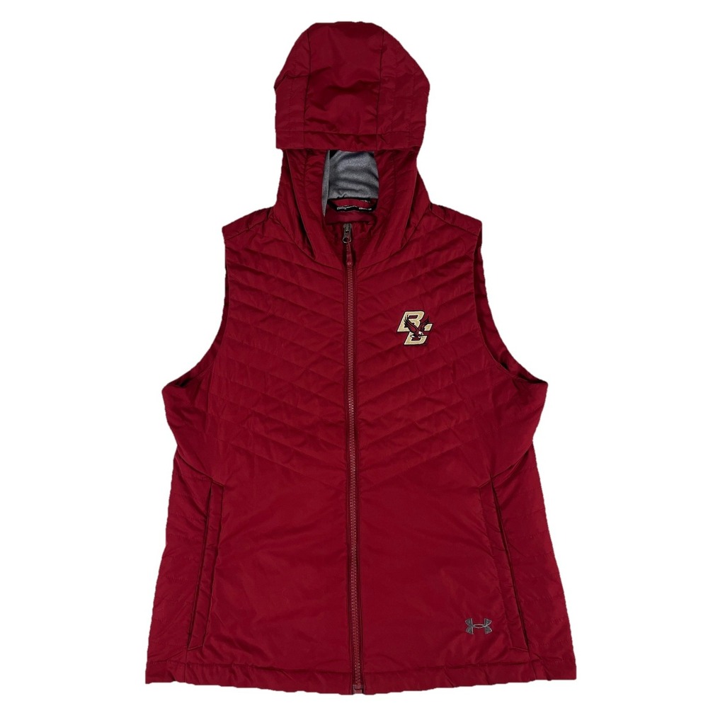 Under Armour Storm ColdGear Boston College Eagles Red Hooded Puffer‎ Vest Sz M